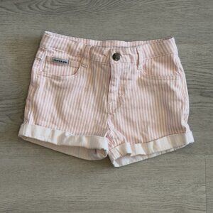 Calvin Klein Girls Striped Denim Shorts Size 6X Pink/White Candy Stripes